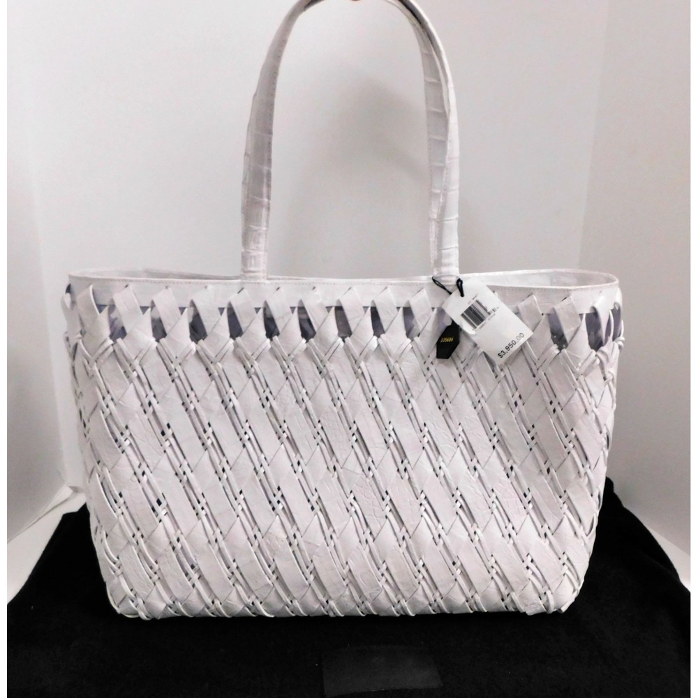 New‎ Nancy Gonzalez White Genuine Crocodile Leather XL Tote Bag NWT $3950rt